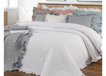Colcha de algodón con volante modelo Carabassi – diseño nido de abeja NE Home