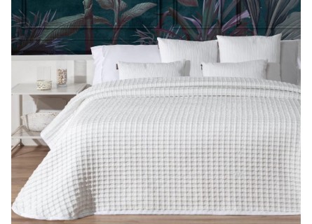 Colcha blanca reversible con diseño gofre – modelo KAY – Manterol