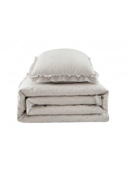 Colcha doblada modelo Zoe en color beige de topitos