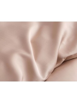 Detalle del tejido de la funda nórdica de seda de bambú Nature en color beige