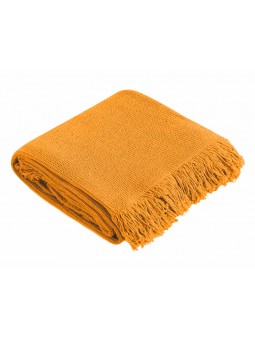 Manta plaid de algodón para sofá en color naranja de Manterol