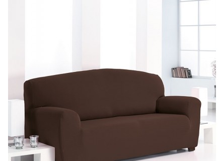 Funda de sofá multielástica ajustable modelo Wall en Color Marrón Chocolate  Tamaño 1 plaza Color Chocolate
