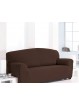 Funda de sofá multielástica ajustable  que queda como un tapizado en color marrón chocolate