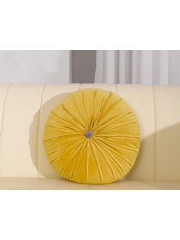 Cojín redondo de terciopelo en color amarillo modelo SEtel de Clara Vidal