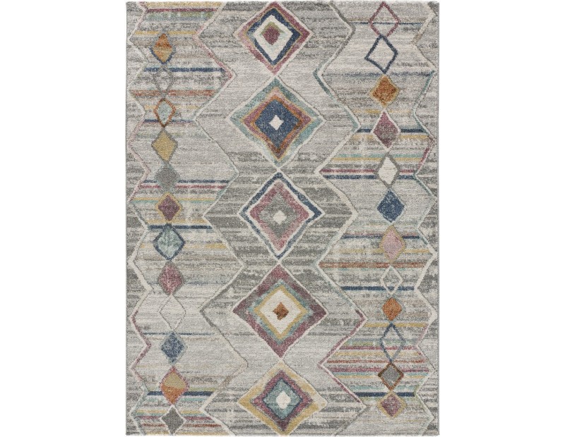 Alfombra de gran calidad  de salón o dormitorio estilo étnico en multicolor.