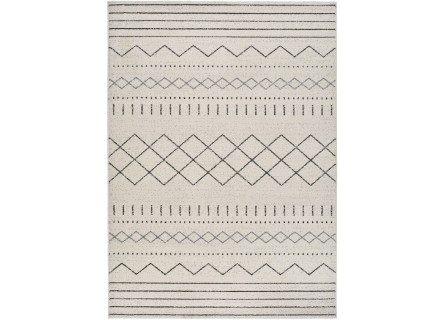Alfombra de gran calidad  de salón o dormitorio estilo étnico en blanco.