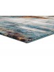 Alfombra con diseño abstracto estilo vintage en diferentes tonos , con turquesa, beige y marrón.