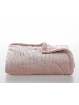 Manta para sofá o cama para en color rosa, con tejido de borreguito muy suave.