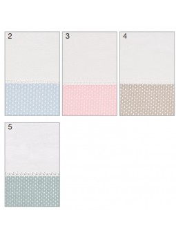 Protector chichonera para cuna o maxi cuna de estilo lencero con topitos en gris, rosa, azul, verde, beige o blanco.
