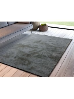 Alfombra super suave de pelo lavable y antideslizante de gran calidad en color gris.